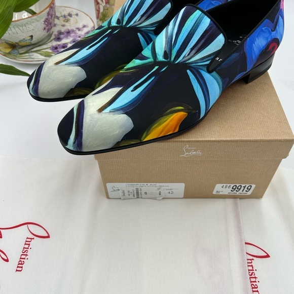 Men\'s Christian Louboutin, dandy, chick floral satin loafers size 42 made Italy main image 6